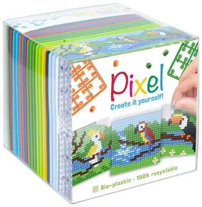 Set de 3 mozaicuri Pixelhobby - Păsări tropicale, cu pixeli Classic
