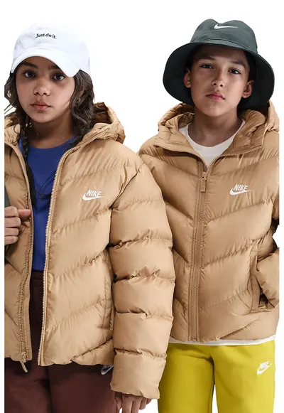 Geaca lejera cu vatelina si logo - Maro camel