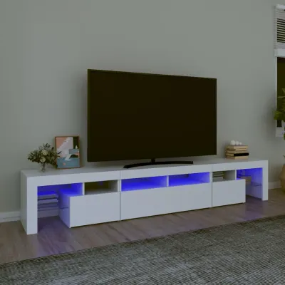 vidaXL Comode TV cu lumini LED, alb2,30x36,5x40