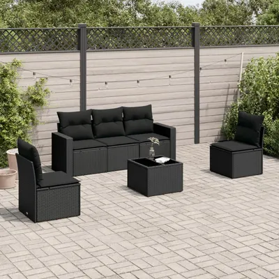 Gossi set mobilier de gradina cu perne, 6 piese, negru, poliratan