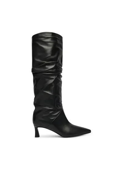 Cizme dama - piele naturala - negru - toc clasic