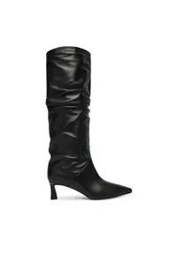 Cizme dama - piele naturala - negru - toc clasic -