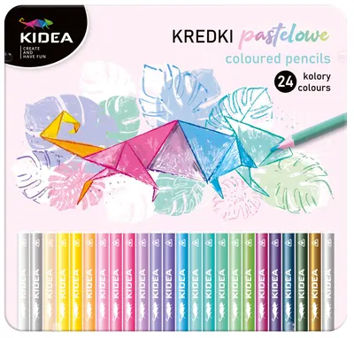 Creioane pastel Kidea in cutie metalica - 24 culori