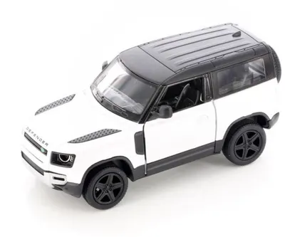 Mașinuță metalică Kinsmart - Land Rover Defender 90, 1:36, alb