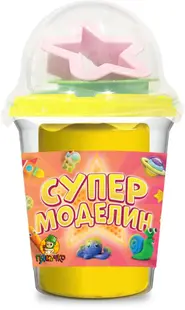Plastilină Piasăchko - Cu forme pentru modelare, 100 g, galbenă