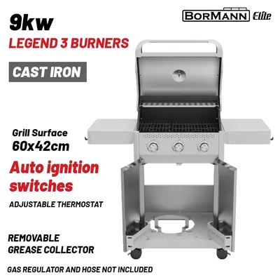 Grătar pe gaz Bormann Elite – BBQ7030, 9 kW, 3 arzătoare