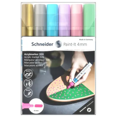 Marker acrilic, varf 4mm, 6buc/set 2, Paint-It 320, Schneider