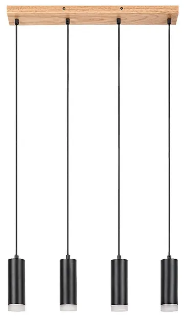 Candelabru Rabalux - Toras 72124, IP20, GU10, 4 x 5W, 230V, negru si stejar