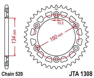 JT - Foaie (spate) Aluminiu JTA1308, 46 dinti - CBR600 01 900 00