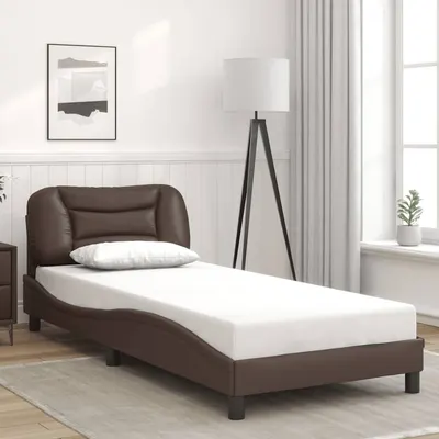 vidaXL Cadru de pat fără saltea, Hvar, maro, 90x200 cm, piele ecologică