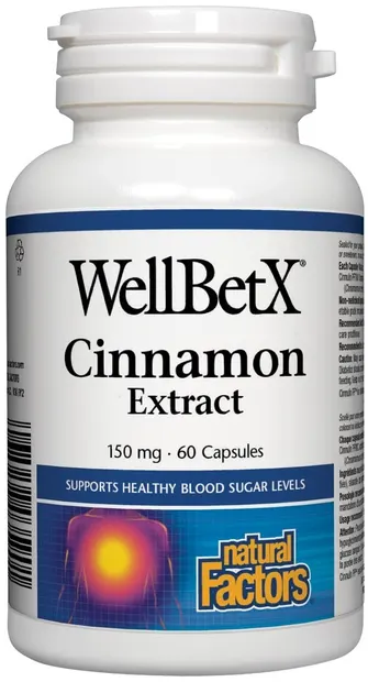 WellBetX Cinnamon Extract, 150 mg, 60 capsule, Natural Factors