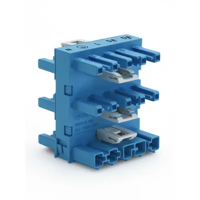 5-way distribution connector; 5-pole; Cod. I; 1 input; 5 outputs; blue