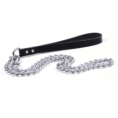 Lesa metalica, argintie, pentru caini de forta, lungime 90 cm