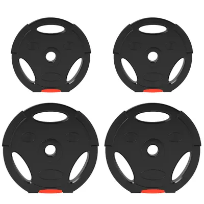 SPORTNOW Set Gantere cu 2 Discuri de 10 kg și 5 kg cu 3 Găuri, Gantere din Polipropilena și Nisip, Ø27x4,5 cm, Negru | Aosom Romania