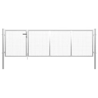 vidaXL Poartă de grădină din oțel 350x75 cm argintie