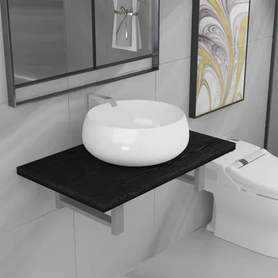 Gossi set mobilier de baie, 2 piese, negru, ceramica