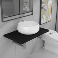 Gossi set mobilier de baie, 2 piese, negru, ceramica