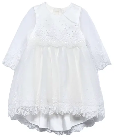 Rochie din tul cu mânecă lungă Abel & Lula - Cu dantelă florală, albă, 24 luni