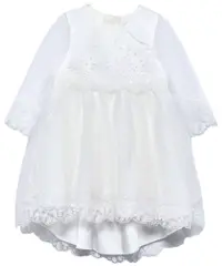 Rochie din tul cu mânecă lungă Abel & Lula - Cu dantelă florală, albă, 24 luni