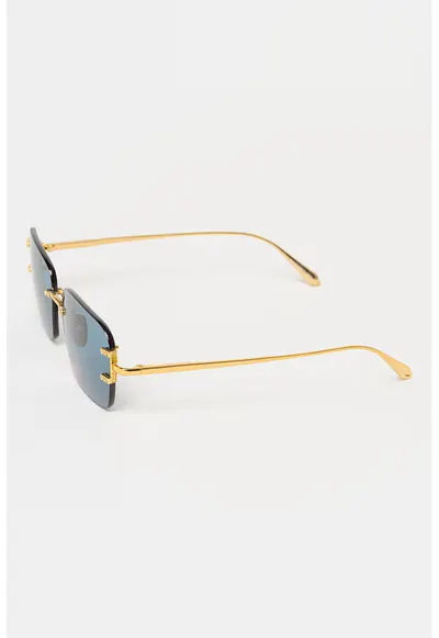 Ochelari de soare patrati cu lentile uni si model unisex - Auriu