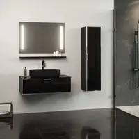 Set mobilier baie Orka Yalikoy suspendat 3 piese negru 90 cm