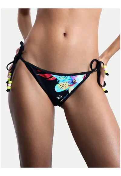 Slip de bikini pentru femei - negru - multicolor - material sintetic