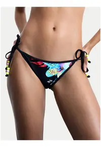 Slip de bikini pentru femei - negru - multicolor - material sintetic