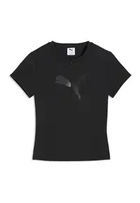 Tricou slim fit cu imprimeu monograma - Negru