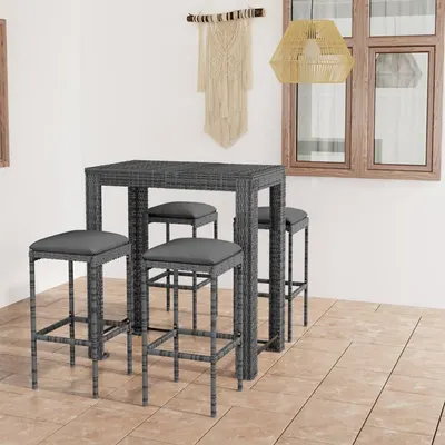 Gossi set mobilier bar de gradina cu perne, 5 piese, gri, poliratan