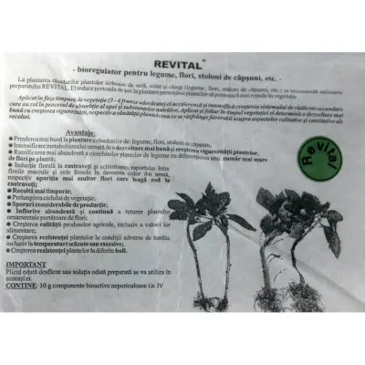 Revital 10 gr, bioregulator pentru legume, flori, capsuni; cresterea radacinilor, plante mai viguroase, productivitate mai mare - Default Title