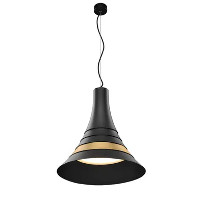 Lampa suspendata, lustra BATO 45 pandantiv, aur cu LED-uri de lumina pandantiv interior, negru / alama, LED-uri, 2700K