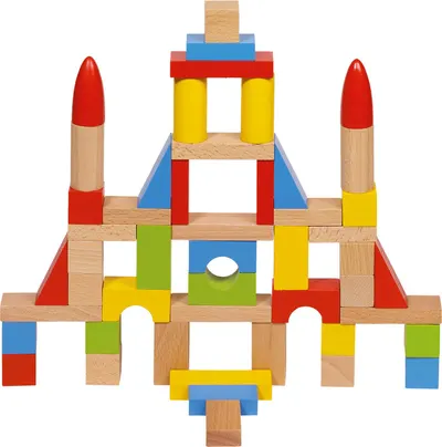 Joc de construcție cu 50 de piese din lemn