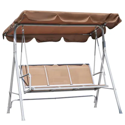 Outsunny Balansoar de Gradina 3 Locuri Schelet in Metal Maro 171x108x154cm | Aosom Romania