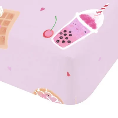 Cearceaf pentru copii roz pentru pat de o persoană cu elastic 90x190 cm Sweet Treats – Catherine Lansfield
