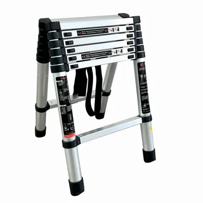 Scara telescopica din aluminiu dubla MESTERINO TOOLS JL-101-2X2.0, 2+2 metri, 2x7 trepte, greutate maxima 150 kg
