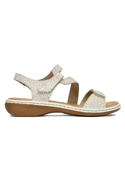 Sandale dama piele naturala - bej - inchidere velcro - material interior textil