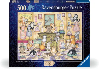 Puzzle Ravensburger din 500 piese - Pisicile nebune: Tabby and Co.