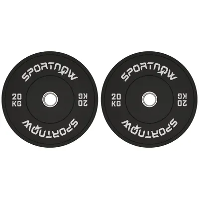 SPORTNOW Set de Discuri de Greutate cu Protecție din Cauciuc Solid cu Orificii, Փ45x8 cm, Negru | Aosom Romania