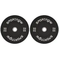 SPORTNOW Set de Discuri de Greutate cu Protecție din Cauciuc Solid cu Orificii, Փ45x8 cm, Negru | Aosom Romania