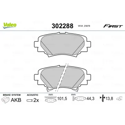 Set placute frana, frana disc VALEO 302288