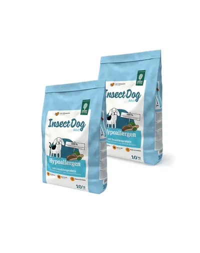 GREEN PETFOOD InsectDog Hypoallergen 2 x 10 kg hrană hipoalergenică câini, cu insecte, fără cereale