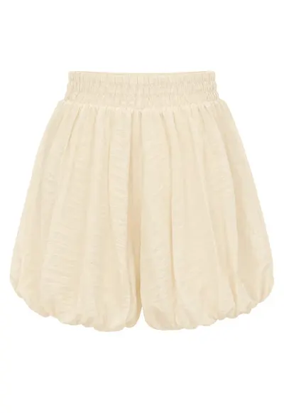 Pantaloni scurti - mini - talie inalta - crem natural - pentru femei