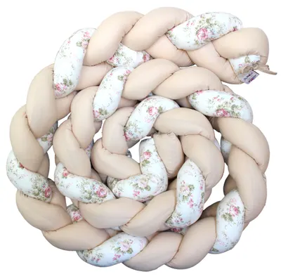 Apărătoare pentru pătuț Blossom Bay - 330 cm, bej cu flori