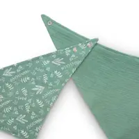 Set 2 bandane din muselina cu strat dublu Baboo Verde 0 luni+