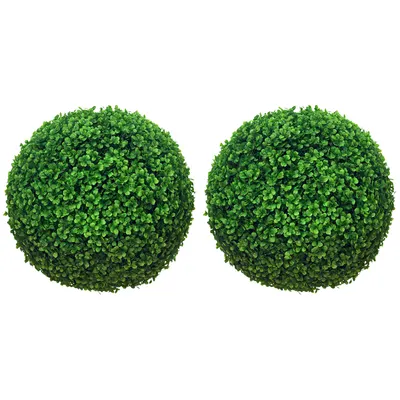 HOMCOM Set de 2 Bile Artificiale, Bile de Arbori Topiari din Buxus, Ø40cm, Verde | Aosom Romania