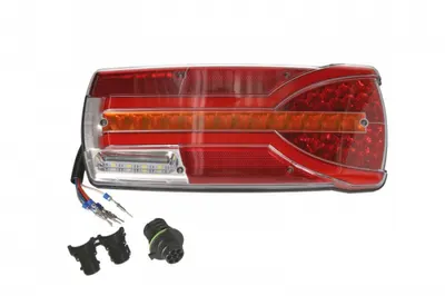 Stop spate dreapta CARMEN (LED, 12 24V, cu intermitent, cu far de ceata, lumina de marsarier, cu stop, lumina de parcare, reflector, dynamic indicator, conector: AMP 7PIN Bayonet, rosu )