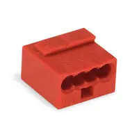 MICRO PUSH WIRE® connector for junction boxes; for solid conductors; 0.8 mm Ø; 4-conductor; light gray cover; Surrounding air temperature: max 60°C; red