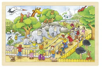 Puzzle din lemn Goki - Gradina zoologica