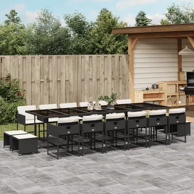 Gossi set mobilier de gradina cu perne, 17 piese, negru, poliratan