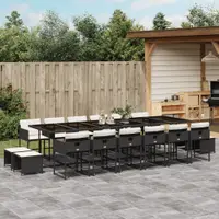 Gossi set mobilier de gradina cu perne, 17 piese, negru, poliratan